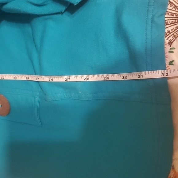 Neon Buddha Aqua Unique Buttons Long Stretch Lagenlook Sz XL Jacket w Pockets - Picture 14 of 14